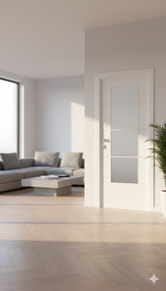 Sandgestrahltes Glas mit durchsichtigen Linien